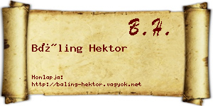 Báling Hektor névjegykártya